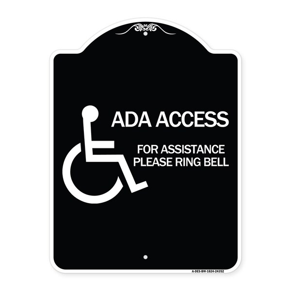 Signmission ADA Access for Assistance Ring Bell W/ New Isa Heavy-Gauge Aluminum Sign, 24" H, BW-1824-24352 A-DES-BW-1824-24352 - main